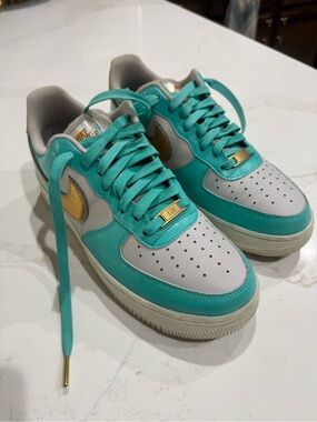 Nike Custom Tiffany Box Blue and Gold Air Force 1 AF1 GOAT StockX Teal Aqua